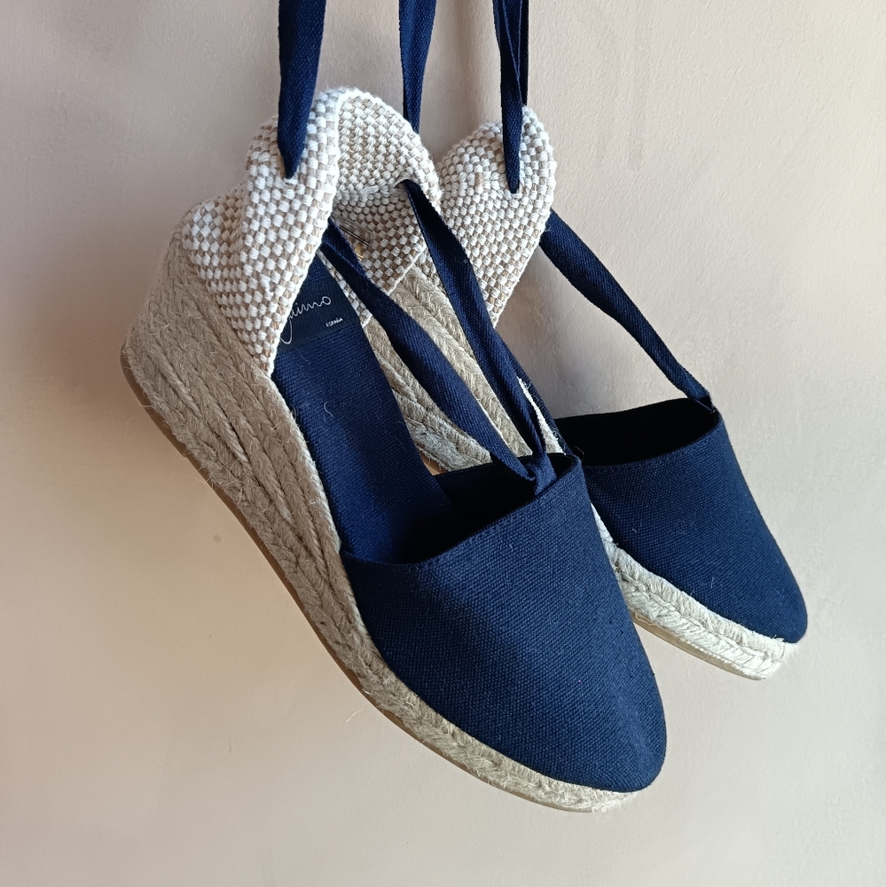Navy Espadrille Wedge Sandals